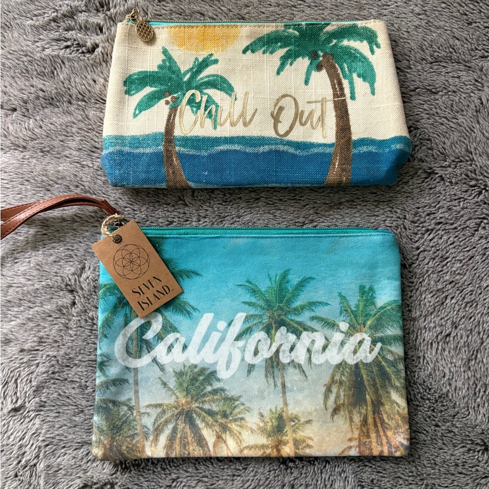 California Wristlet & 'Chill Out' Tropical Pouch